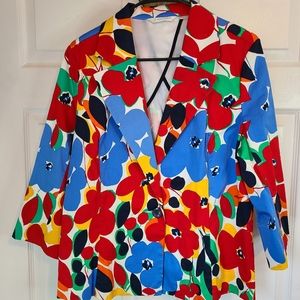 Erin London,  Woman's Long Sleeve Blazer,  Size: Large Color: Flower Pattern